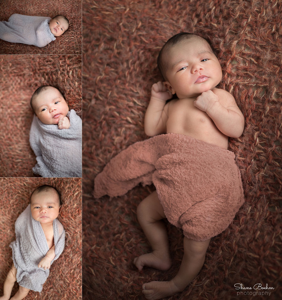 Newborn Photography on Knitted Blanket